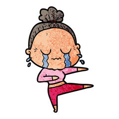 cartoon old dancer woman crying