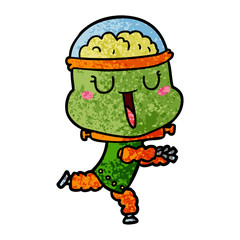 happy cartoon robot running
