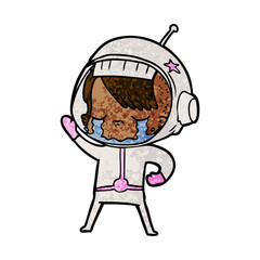 cartoon crying astronaut girl