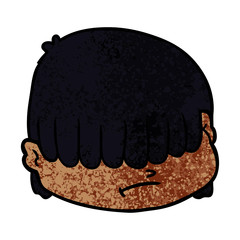 cartoon face with hair over eyes