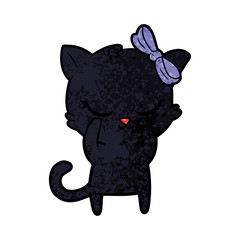 cute cartoon cat with bow
