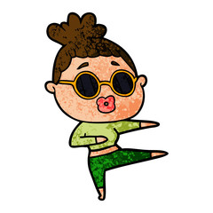 cartoon dancing woman wearing sunglasses