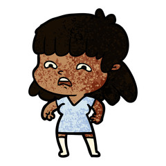 cartoon worried woman