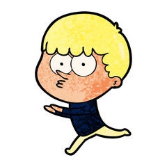 cartoon curious boy running