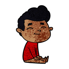 happy cartoon man sitting