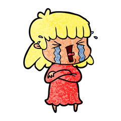 cartoon woman in tears