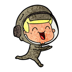 happy cartoon astronaut