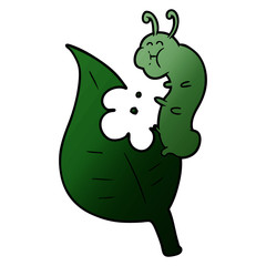 cartoon caterpillar munching leaf