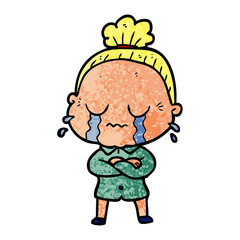 cartoon crying old lady