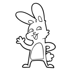 cartoon rabbit waving