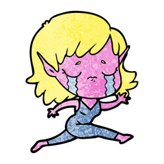 crying cartoon elf girl