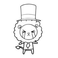 cartoon crying lion wearing shirt and tie