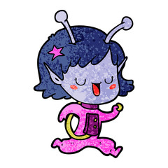 happy alien girl cartoon
