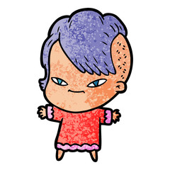 cute cartoon girl with hipster haircut