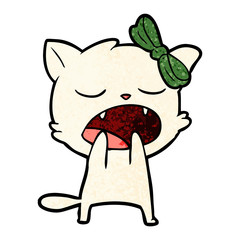 cartoon yawning cat