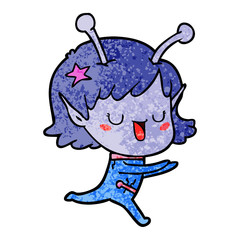 happy alien girl cartoon