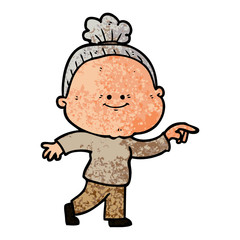 cartoon happy old woman