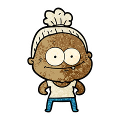 cartoon happy old woman