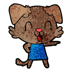 laughing cartoon dog in dress