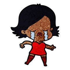 cartoon girl crying and pointing