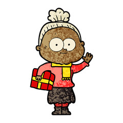 cartoon happy old woman