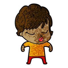 cartoon woman with eyes shut