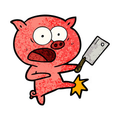 cartoon pig shouting and kicking