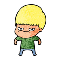 annoyed cartoon boy