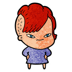 cute cartoon girl with hipster haircut