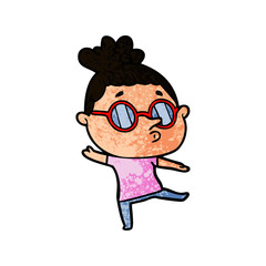 cartoon woman wearing glasses