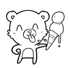 cartoon bear with ice cream