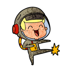 happy cartoon astronaut