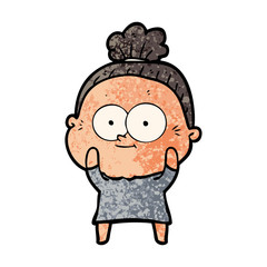 cartoon happy old woman