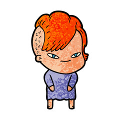 cute cartoon girl with hipster haircut