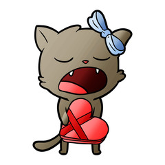 Obraz na płótnie Canvas cartoon cat with valentines gift