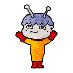 friendly cartoon spaceman waving