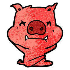 angry cartoon pig throwing tantrum