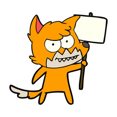 fox cartoon character with protest sign