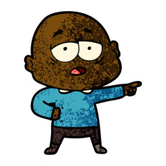 cartoon tired bald man