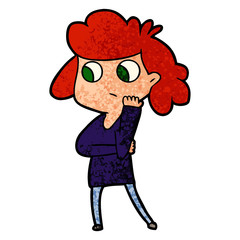 cartoon unsure woman