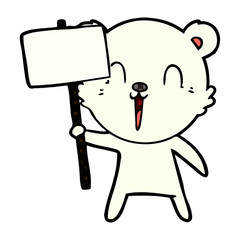 polar bear with protest sign cartoon