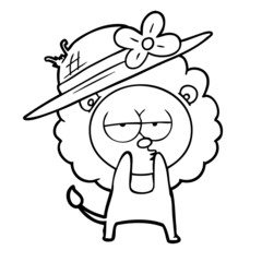 cartoon lion wearing hat