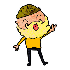 man with beard giving peace sign