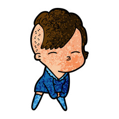 cartoon squinting girl