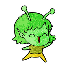 cartoon alien girl laughing