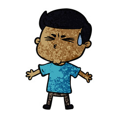 cartoon man sweating