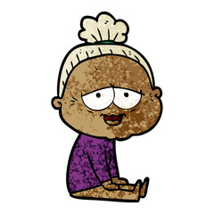 cartoon happy old lady