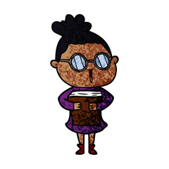 cartoon woman wearing spectacles