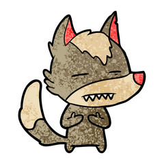 cartoon wolf showing teeth
