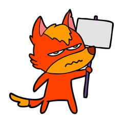 fox cartoon character with protest sign